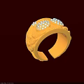 Elegant Gold Ring With Intricate Carvings And Sparkling White Gemstones Design