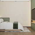 Elegant Hotel Guest Room With Large Botanical Landscape Wallpaper Green Headboard And Wooden Flooring