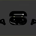 Sleek Black Wireless Earbuds With Charging Case Green Indicators And Yellow Accents