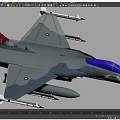 Gray Fighter Jet With Missiles Under Wings Blue Canopy Tail Emblem And Number 7521 3d model