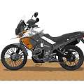 White and Orange Adventure Motorcycle with Modern Design Windshield and Black Accents