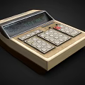 Vintage Office Calculator Retro Design With Beige Brown Panel And Buttons