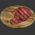 Juicy Grilled Steak Served on Rustic Wooden Platter with Fresh Herb Garnish