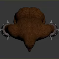 Muscular Brown Monster With Red Eyes And Metal Wrist Guards In Standing Pose