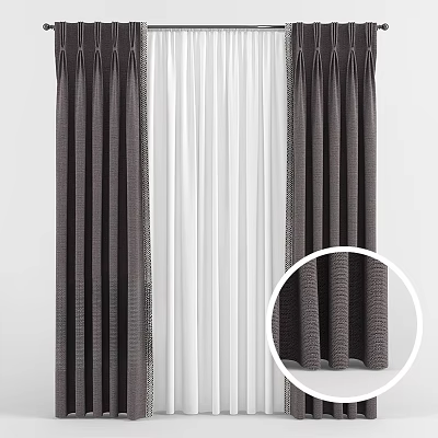 Modern Curtain Tripleated Curtain 3d model Modern Curtain Tripleated Curtain 3d model