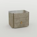 Modern Gray Bedside Table With Two Drawers And Brass Handle Design