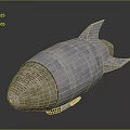 Silver Metallic Bomb Shaped Object Featuring Brown Tip Fins And Textured Surface