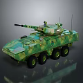 Military Armored Vehicle With Camouflage Paint Six Wheeled Design Turret And Cannon For Combat