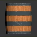 Rustic Wooden Barrel With Cylindrical Design And Metal Hoops For Home Storage And Decoration