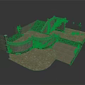 Stone Courtyard Scene Structure With Curved Railings Stone Steps And Textured Ground Surface