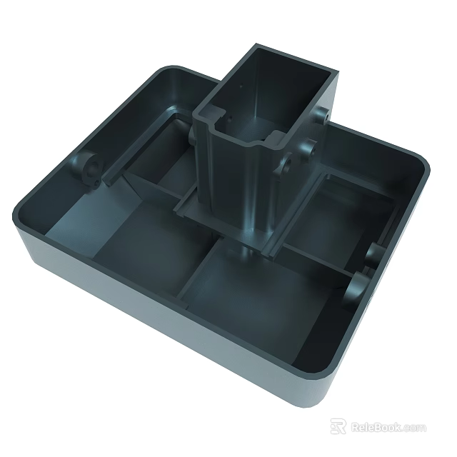 Industrial Black Plastic Mold Container With Multiple Compartments And Reinforced Structure 3d model