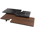 Modern Modular Coffee Table With Black Marble Top And Wooden Base Layers 3d model