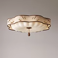 Elegant Round Ceiling Light With White Lampshade And Brown Floral Patterns 3d model
