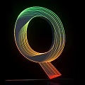 3D Letter Q Design With Colorful Neon Gradient Lines On Black Background