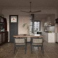 Modern Kitchen With Stainless Steel Refrigerator Cabinets Range Hood Window And Countertop