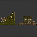 Plant Derived Natural Craft Materials Including Tree Trunk And Woven Green Parts