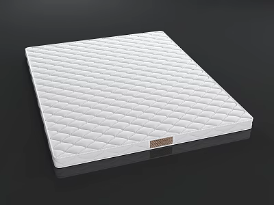 White Diamond Quilted Mattress with Smooth Surface and Brown Label 3d model