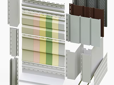 Colorful Textured Decorative Wall Panels With Various Patterns Including Stripes And Perforations 3d model