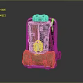 Mechanical Backpack With Red Panel Metal Frame And Leather Straps