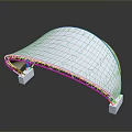 Modern White Arched Membrane Structure With Metal Support Frame And Base 3d model