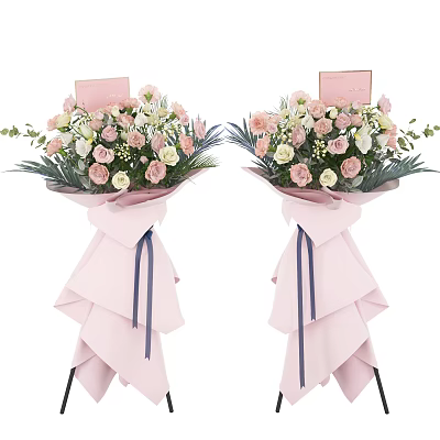 Modern flower basket floral art 3d model