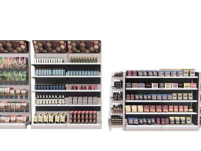 Retail Display Shelves With Assorted Products And Multiple Storage Layers 3d model