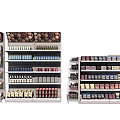 Retail Display Shelves With Assorted Products And Multiple Storage Layers