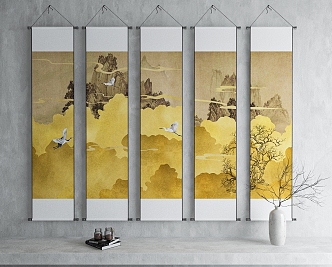 New Chinese Landscape Painting Decorative Painting 3d model