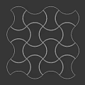 Gray And Red Interlocking Wavy Floor Tiles With Decorative Mosaic Pattern