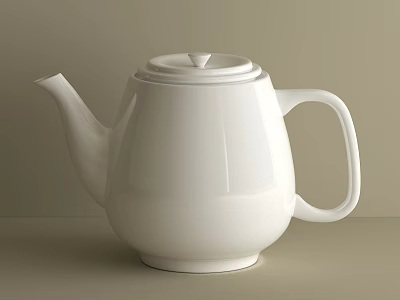Elegant White Ceramic Teapot With Modern Minimalist Design And Smooth Surface 3d model