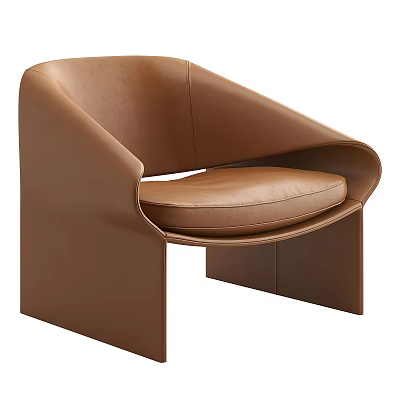 Brown Leather Leisure Chair With Modern Stylish Curved Design And Comfortable Seat 3d model