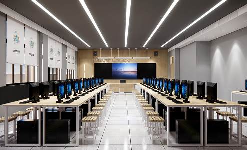 Modern Classroom Senior high school School Computer Classroom 3d model