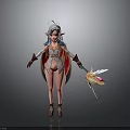 Fantasy Female Elf Character With Silver Hair Pointed Ears And Winged Staff