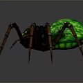 Giant Spider With Glowing Green Body And Brown Spiked Legs And Fangs