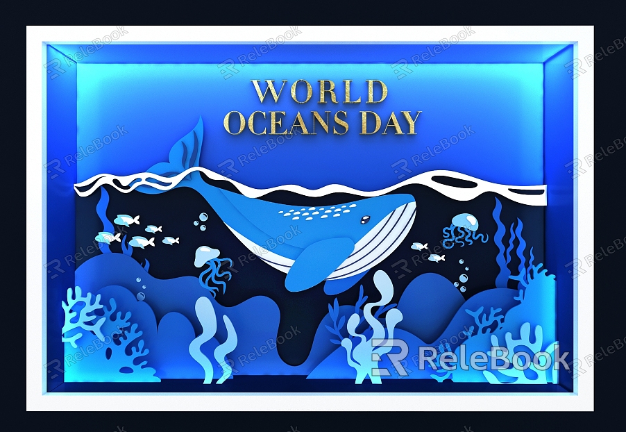 Window Marine Life Paper-cut Beauty Chen Ocean Day Whale Life Underwater World Illustration model