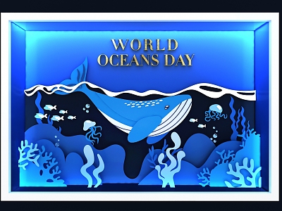 Window Marine Life Paper-cut Beauty Chen Ocean Day Whale Life Underwater World Illustration model