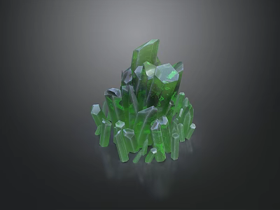 Ground Pile Of Shiny Green Crystal Cluster With Natural Crystal Structure 3d model