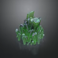 Ground Pile Of Shiny Green Crystal Cluster With Natural Crystal Structure