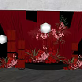 New Chinese Style Beautiful Chen Red Cloth Mantle Display Area 3d model
