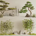 New Chinese style landscape landscape landscape sketch courtyard landscape tree courtyard sketch bamboo pine tree 3d model