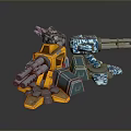 Turret Turntable Railgun Sci-fi Tower Defense Game Tower Defense Sci-fi Turret Game Turret Game Battery 3d model
