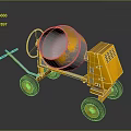 Yellow Portable Concrete Mixer With Wheels And Control Panel Frame