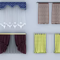 Various Curtain Designs With Different Patterns Colors And Styles For Home Decor 3d model
