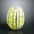 Fresh Yellow And Purple Striped Round Watermelon With Vibrant Exterior And Smooth Texture