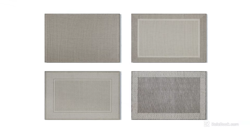 Gray Square Rugs With Textured Surfaces And Geometric Border Patterns For Home Decor 3d model