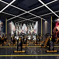 Spacious Fitness Workout Studio With Orange Mats Black Orange Ceiling And White Lights