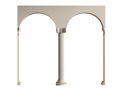 Double Arched Classical Structure With Central Fluted Column And Decorative Capitals 3d model