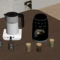 Kitchen Countertop With White Coffee Maker Electric Kettle And Spice Jars