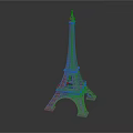 Eiffel Tower Model Featuring Lattice Structure Metallic Texture And Base Reflection 3d model
