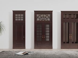 Modern Double Door Solid Wood Paint Door Wooden Door Glass Door 3d model